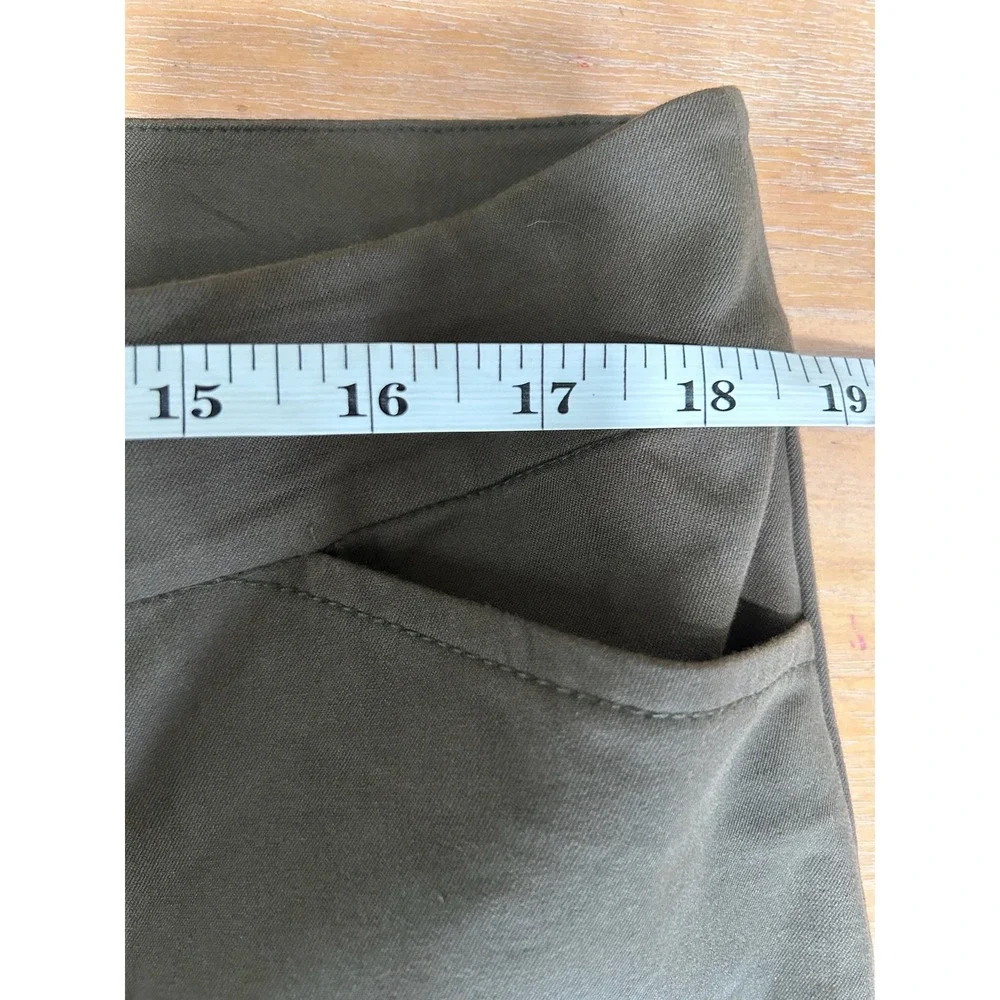 Eileen Fisher Womens Olive Brown Organic Cotton Stretch Straight Leg Pants Sz L